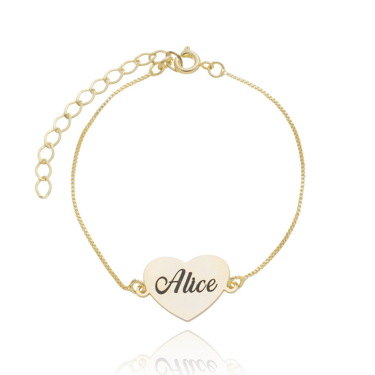 Pulseira Personalizada Coração com Nome banhado a ouro 18 k